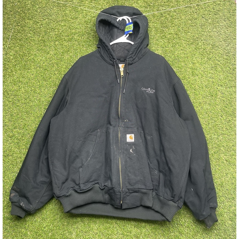 Carhartt Work Jacket Mens XL Regular Black Workwear Outdoor 103940 BLK Hooded